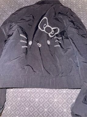 Hello Kitty Black Rhinestone Back Bomber Jacket